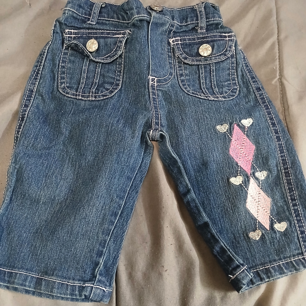 Stylish Kids Denim Jeans with Pink Accents